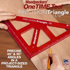 Marking a board square with an 18" Precision Triangle.
