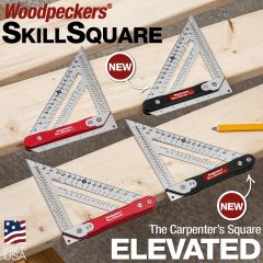 01  Four models of SkillSquare shown on 2x6 construction lumber with logo and name.
