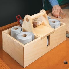SN11142 A shop-made tote to keep all of your sanding supplies handy.
