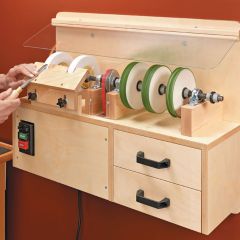 SN11916 Multiple grinding and buffing wheels, storage for accessories, and more – this Multi-Wheel Sharpening Station offers everything you need to keep your tools sharp.