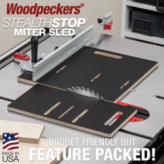StealthStop Miter Sled with optional Drop Zone off-cut catch table
